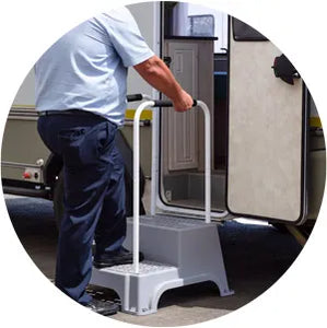Double Caravan Step with Support Handle