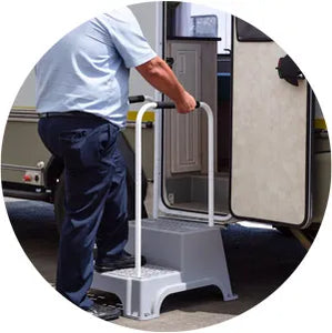 Double Caravan Step with Support Handle