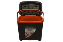 Load image into Gallery viewer, Leisure Quip 26L Cooler Box – Black Outer &amp; Lid with Orange Handle &amp; Inner