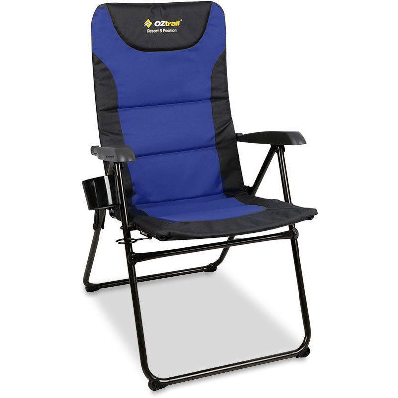 Oztrail Resort 5 Position Arm Chair 150kg - Navy