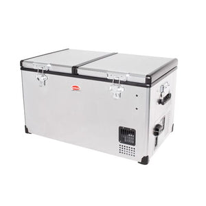 SnoMaster - 66L Low Profile Dual Compartment Stainless Steel Fridge/Freezer AC/DC