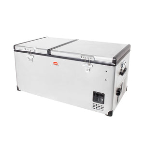 SnoMaster - 92.5L Dual Compartment Stainless Steel Fridge/Freezer AC/DC