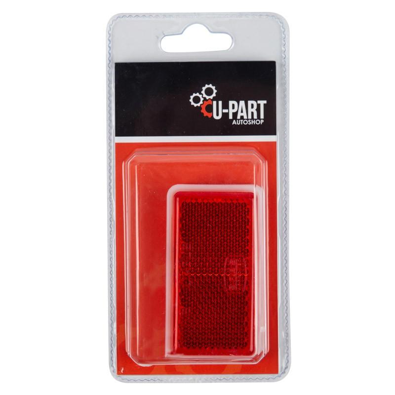 U-Part Stick On Rectangular Reflec Red 65mm 2pk